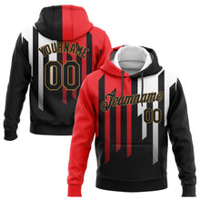 Load image into Gallery viewer, Custom Stitched Red Black Old Gold-White 3D Pattern Design Sports Pullover Sweatshirt Hoodie