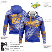 Load image into Gallery viewer, Custom Stitched Royal Gold-White 3D Pattern Design Sports Pullover Sweatshirt Hoodie