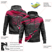 Load image into Gallery viewer, Custom Stitched Black Pink-White 3D Pattern Design Torn Paper Style Sports Pullover Sweatshirt Hoodie