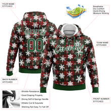 Load image into Gallery viewer, Custom Stitched Red Green-White 3D Christmas Plaid And Snow Sports Pullover Sweatshirt Hoodie