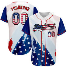 Load image into Gallery viewer, Custom White USA Flag Royal Red-Black 3D American Flag Fashion Authentic Baseball Jersey