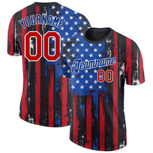 Load image into Gallery viewer, Custom Black Red-Royal 3D American Flag Fashion Performance T-Shirt
