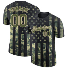 Load image into Gallery viewer, Custom Camo Olive-Cream 3D American Flag Fashion Performance Salute To Service T-Shirt