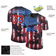 Load image into Gallery viewer, Custom Black Red-White 3D American Flag Fashion Performance T-Shirt