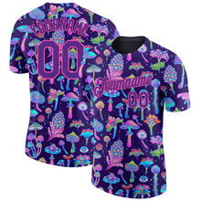Load image into Gallery viewer, Custom Black Purple-Pink 3D Pattern Design Colorful Flowers And Mushrooms Psychedelic Hallucination Performance T-Shirt
