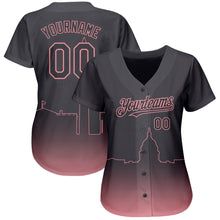 Load image into Gallery viewer, Custom Steel Gray Medium Pink 3D Washington City Edition Fade Fashion Authentic Baseball Jersey