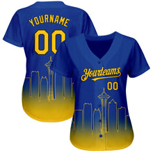 Load image into Gallery viewer, Custom Royal Yellow-Black 3D Seattle City Edition Fade Fashion Authentic Baseball Jersey