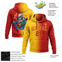 Load image into Gallery viewer, Custom Stitched Red Gold 3D Skull Fashion Sports Pullover Sweatshirt Hoodie