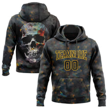 Load image into Gallery viewer, Custom Stitched Black Gold 3D Skull Fashion Sports Pullover Sweatshirt Hoodie