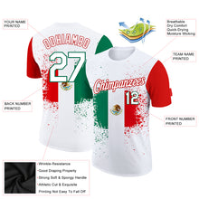 Load image into Gallery viewer, Custom White Kelly Green-Red 3D Mexican Flag Performance T-Shirt