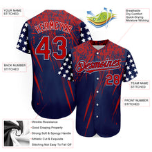 Load image into Gallery viewer, Custom Navy Red-Royal 3D American Flag Authentic Baseball Jersey