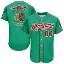 Load image into Gallery viewer, Custom Kelly Green Red-White 3D Mexico Authentic Baseball Jersey
