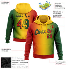 Load image into Gallery viewer, Custom Stitched Green Red Yellow-Black 3D Pattern Design Gradient Fashion Black History Month Sports Pullover Sweatshirt Hoodie