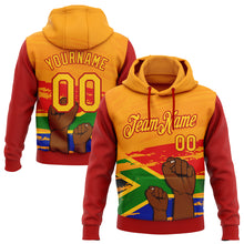 Load image into Gallery viewer, Custom Stitched Yellow-Red 3D Pattern Design Black History Month Sports Pullover Sweatshirt Hoodie