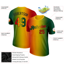 Load image into Gallery viewer, Custom Green Red Yellow-Black 3D Pattern Design Gradient Fashion Black History Month Performance T-Shirt