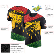 Load image into Gallery viewer, Custom Black Yellow 3D Pattern Design Black History Month Performance T-Shirt