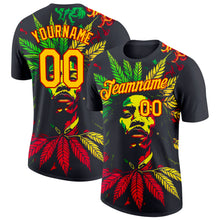 Load image into Gallery viewer, Custom Black Yellow-Red 3D Pattern Design Black History Month Performance T-Shirt