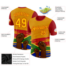 Load image into Gallery viewer, Custom Yellow Red 3D Pattern Design Black History Month Performance T-Shirt