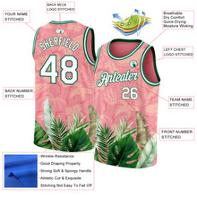Load image into Gallery viewer, Custom Medium Pink White-Kelly Green 3D Pattern Tropical Hawaii Leaves Authentic Basketball Jersey