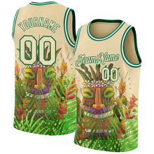 Load image into Gallery viewer, Custom Cream Kelly Green 3D Pattern Cartoon Tropical Hawaii Rainforest Authentic Basketball Jersey