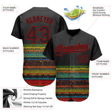 Load image into Gallery viewer, Custom Black Red 3D Pattern Design Traditional African Ethnic Style Authentic Baseball Jersey
