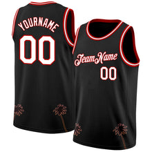 Load image into Gallery viewer, Custom Black White-Red 3D Pattern Hawaii Palm Trees Authentic Basketball Jersey