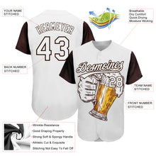 Load image into Gallery viewer, Custom White Brown 3D Pattern Design Beer Festival Authentic Baseball Jersey