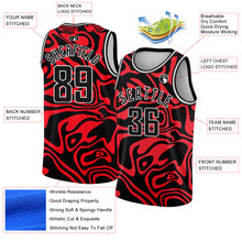 Load image into Gallery viewer, Custom Red Black-White 3D Pattern Design Abstract Psychedelic Liquid Wave Authentic Basketball Jersey