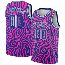 Load image into Gallery viewer, Custom Deep Pink Royal-White 3D Pattern Design Abstract Psychedelic Liquid Wave Authentic Basketball Jersey