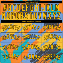 Load image into Gallery viewer, Custom Light Blue Gold-Black 3D Pattern Design Abstract Brush Stroke Shapes Authentic Basketball Jersey