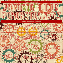 Load image into Gallery viewer, Custom Cream Red 3D Pattern Design Vintage Gears Authentic Basketball Jersey