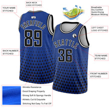 Load image into Gallery viewer, Custom Royal Black-White Triangle Shapes Authentic City Edition Basketball Jersey