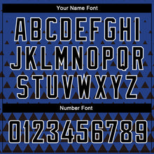 Load image into Gallery viewer, Custom Royal Black-White Triangle Shapes Authentic City Edition Basketball Jersey