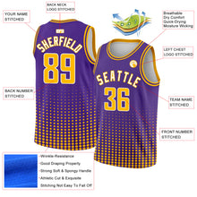 Load image into Gallery viewer, Custom Purple Gold-White Halftone Authentic City Edition Basketball Jersey