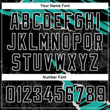 Load image into Gallery viewer, Custom Black Aqua-White 3D Pattern Design Torn Paper Style Authentic Basketball Jersey