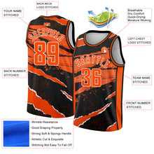 Load image into Gallery viewer, Custom Black Orange-White 3D Pattern Design Torn Paper Style Authentic Basketball Jersey