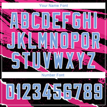 Load image into Gallery viewer, Custom Black Light Blue-Pink 3D Pattern Design Torn Paper Style Authentic Basketball Jersey