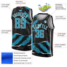 Load image into Gallery viewer, Custom Black Panther Blue-White 3D Pattern Design Torn Paper Style Authentic Basketball Jersey