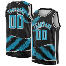 Load image into Gallery viewer, Custom Black Panther Blue-White 3D Pattern Design Torn Paper Style Authentic Basketball Jersey