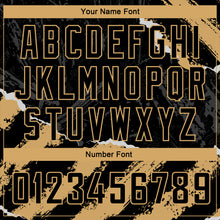 Load image into Gallery viewer, Custom Black Old Gold 3D Pattern Design Torn Paper Style Authentic Basketball Jersey