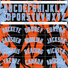 Load image into Gallery viewer, Custom Black Light Blue-Orange 3D Pattern Design Geometric Shapes Authentic Basketball Jersey