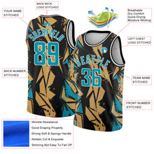 Load image into Gallery viewer, Custom Black Panther Blue-Old Gold 3D Pattern Design Geometric Shapes Authentic Basketball Jersey