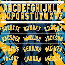 Load image into Gallery viewer, Custom Black Gold-Blue 3D Pattern Design Geometric Shapes Authentic Basketball Jersey