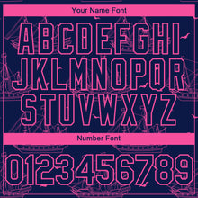 Load image into Gallery viewer, Custom Navy Pink 3D Pattern Design Ship Frigate With Seagulls Authentic Baseball Jersey