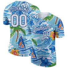 Load image into Gallery viewer, Custom White Royal 3D Pattern Design Beach Hawaii Palm Trees And Flowers Performance T-Shirt