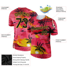 Load image into Gallery viewer, Custom Red Black-Gold 3D Pattern Design Sun Beach Hawaii Palm Trees Performance T-Shirt