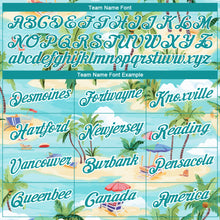 Load image into Gallery viewer, Custom Lakes Blue Teal-White 3D Pattern Design Beach Hawaii Palm Trees Performance T-Shirt