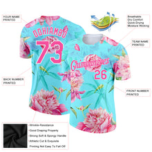 Load image into Gallery viewer, Custom Aqua Pink-White 3D Pattern Design Flowers Performance T-Shirt