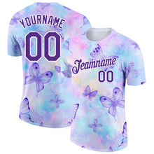 Load image into Gallery viewer, Custom Purple White 3D Pattern Design Butterfly Performance T-Shirt