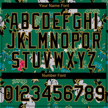 Load image into Gallery viewer, Custom Kelly Green Black-Old Gold 3D Pattern Design Flowers Performance T-Shirt